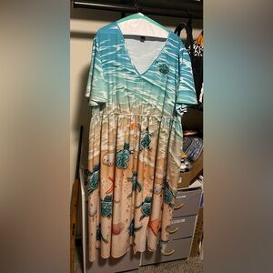 Beach Scene Dress with Sea Turtles